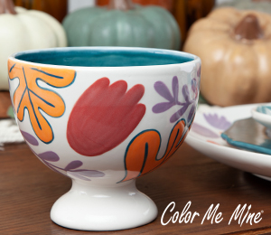 Mesa Color Me Mine Floral Pedestal Bowl