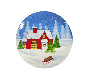 Mesa Color Me Mine Christmas Cabin Plate