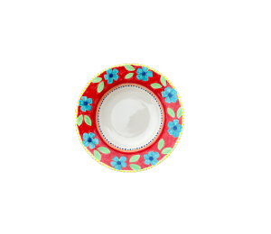 Mesa Color Me Mine Floral Red Rimmed Bowl